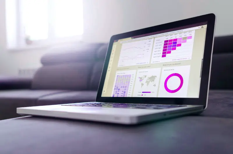a data analysis dashboard on a computer