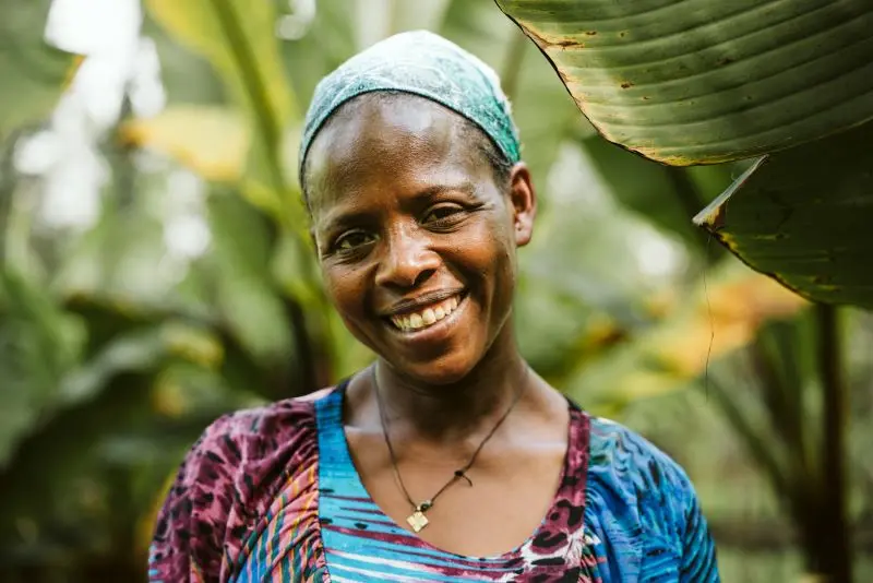 an African woman smiling